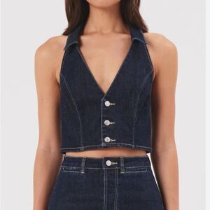 Rollas Denim Amanda Jean Halter Vest Cropped Size 14 XL